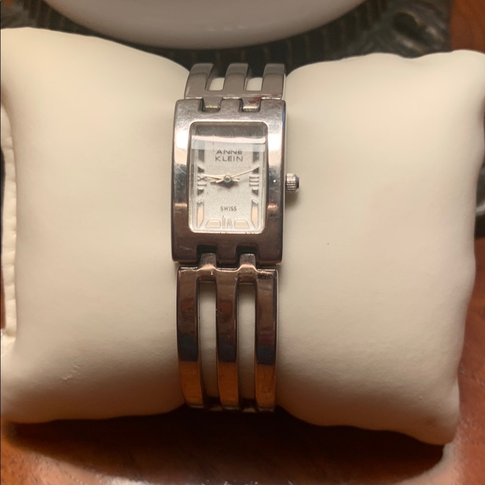 Anne Klein Silver-Tone Rectangular Watch